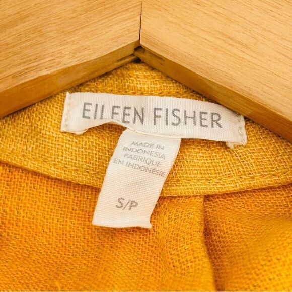 Eileen Fisher yellow linen flap pocket jacket size small - Picture 7 of 7